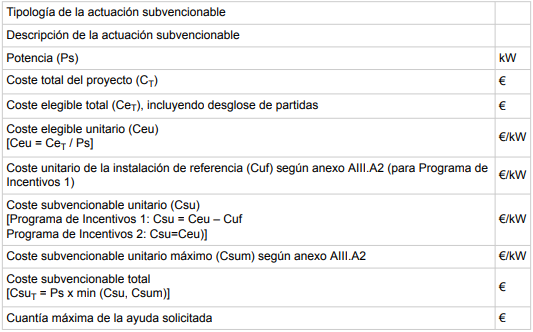 T.1.Información técnica de la instalación (fase solicitud de ayuda)